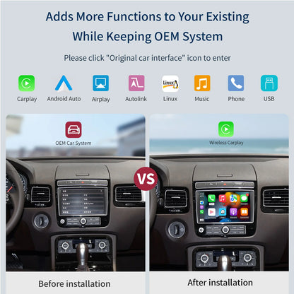 Wireless CarPlay & Android Auto Adapter for VW Touareg 7P RNS850 – 8-Inch Screen Mirroring, CarPlay & AirPlay Multimedia 2011-2018