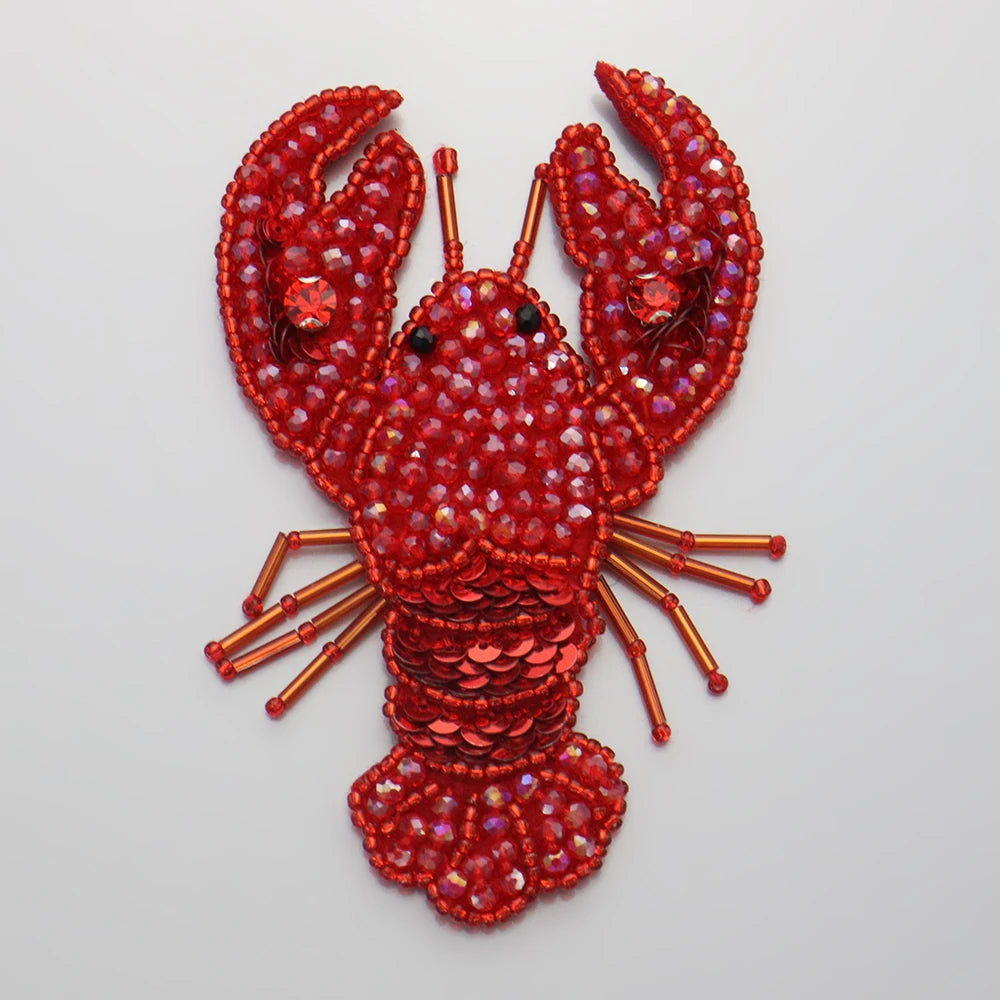 3D Handmade Ocean Animal Patches - Beaded Seahorse Crab Starfish DIY Sewing Accessories & Craft Ornaments