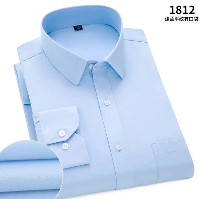 Men's Striped Long Sleeve Shirt - Slim Fit Wrinkle-Resistant Business Casual Shirt for Spring