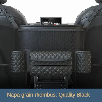 Car Seat Middle Hanger Storage Bag – Luxury Auto Handbag Holder, Tissue Pockets, and Seat Organization Bag
