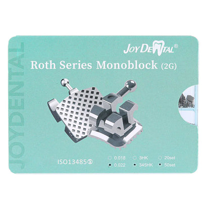 20/50 Sets JOY DENTAL Orthodontic Brackets – MIM Monoblock Metal Mini Roth .022/MBT .018 with Hooks for Dentistry Ortho Braces