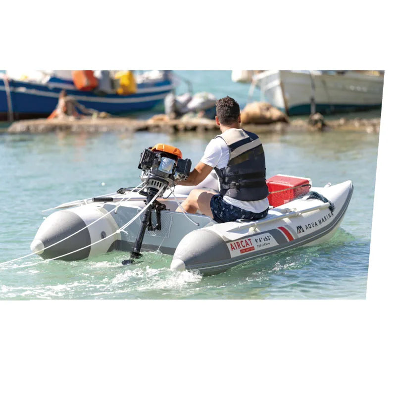 AQUA MARINA AIRCAT Inflatable Boat – Double Tube Catamaran Dinghy Raft with Drop Stitch Floor for Fishing & Water Sports