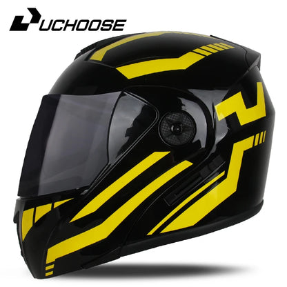 New Full Face Motorcycle Helmet – Racing Helmet with Double Sun Visor & Flip-Up Double Lens for Men & Women, DOT Certified