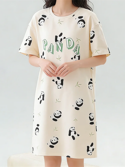 Women’s Cute Cat Nightgown - Plus Size Summer Cartoon Nightdress & Comfortable Sleepwear