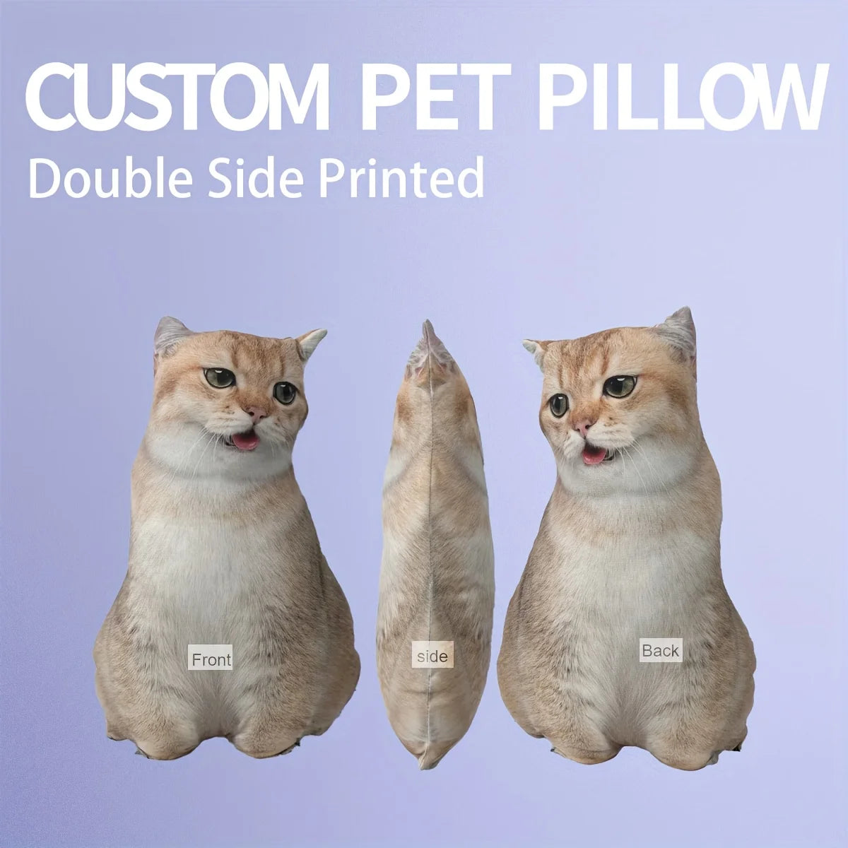 Custom Pet Portrait Pillow - Personalized 3D Plush Toy for Cats & Dogs