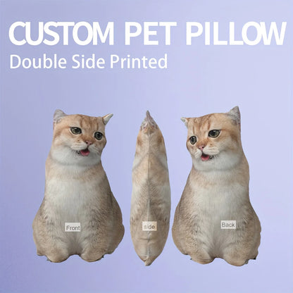 Custom Pet Portrait Pillow - Personalized 3D Plush Toy for Cats & Dogs
