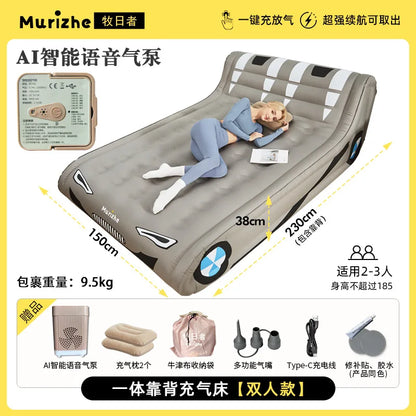 Sun Shepherd Inflatable Air Mattress - Automatic Single Double Camping Bed with Backrest