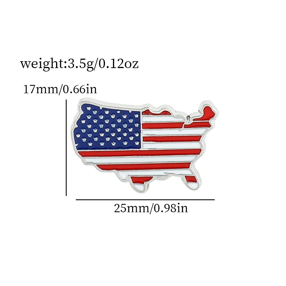 USA Flag Lapel Pin – Cute Coat of Arms & American Map Brooch, National Emblem Button Badge
