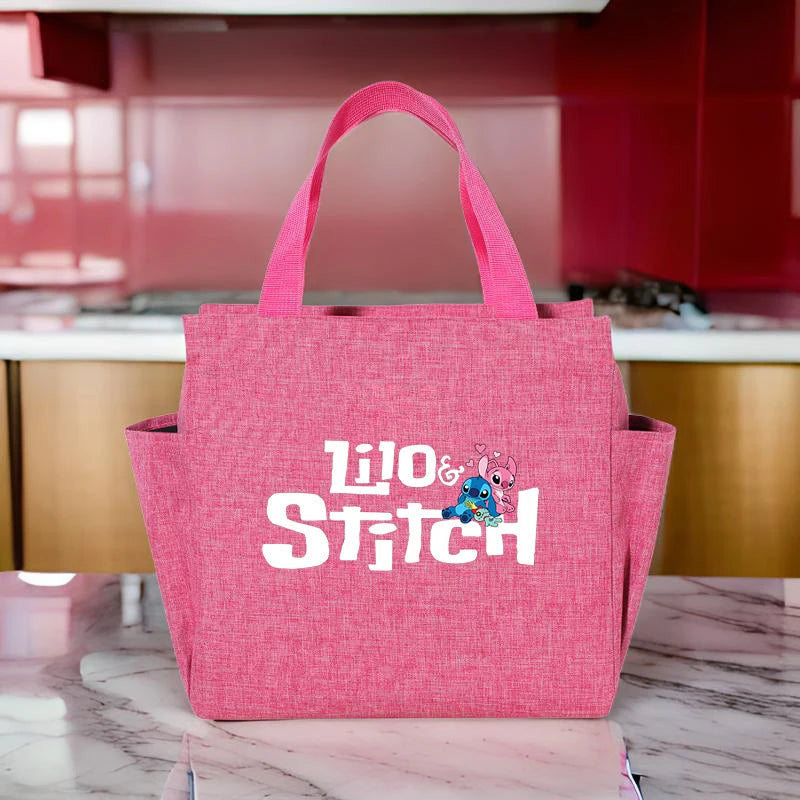 Stitch Insulated Lunch Bag – Waterproof Oxford Cloth with Aluminum Foil, Portable Reusable Square Tote for Work, School, and Picnic