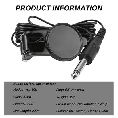 Clip-On Audio Jack Pickup – 2.5M Sound Transducer for Acoustic Guitar, Mandolin, Bouzouki, Violin, Banjo & Ukulele