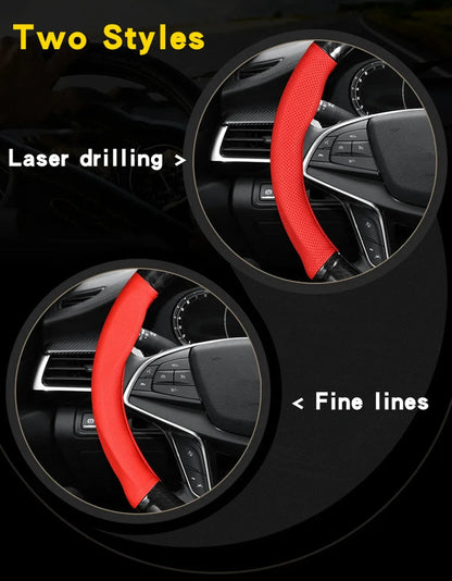 Universal Car Steering Wheel Cover — Carbon Fiber Leather, 3D Anti-Slip, Simple & Stylish Car Accessory