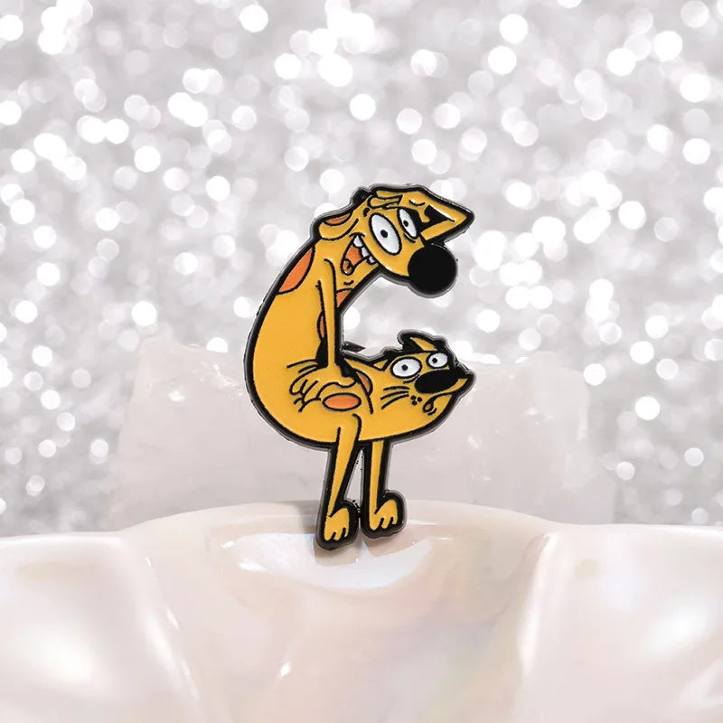 Colorful Cat & Dog Anime Brooch – Cartoon Pin for Clothing, Collars, and Film & TV Accessories