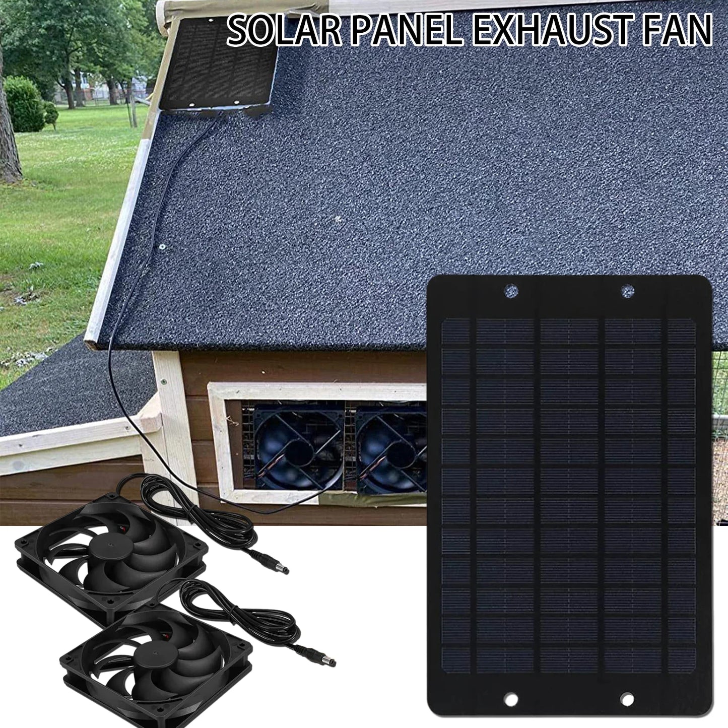 Solar Powered Mini Exhaust Fan – Portable Ventilator with Solar Panel Air Extractor for Chicken Coop, Dog House, RV & Greenhouse Cooling