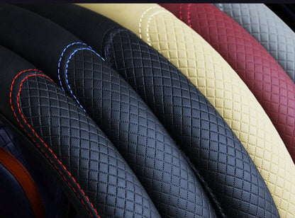 Universal Car Steering Wheel Cover - Microfiber Leather, Anti-Slip & Breathable, Fits 37-39cm Steering Wheels