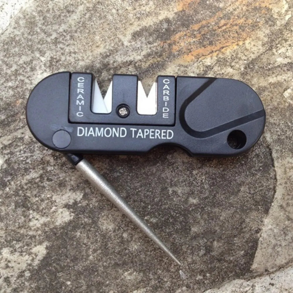 4-in-1 Mini Portable Whetstone Sharpener: Tungsten Ceramic Carbide Knife Sharpener - Multifunctional Camp Outdoor Tools