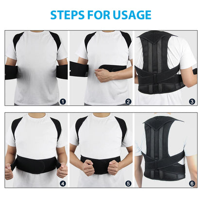 Adjustable Back Brace Posture Corrector – Lumbar & Shoulder Support Belt for Men & Women, Improve Scoliosis