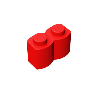 50-Piece 1x2 Log Profile Building Bricks - Modified Modular Blocks for MOC, GBC & Technical Construction Sets