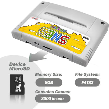 3000-in-1 SFC Game Cartridge with 8GB TF Card — Super Famicom SNES Memory Card & Game Console Accessory