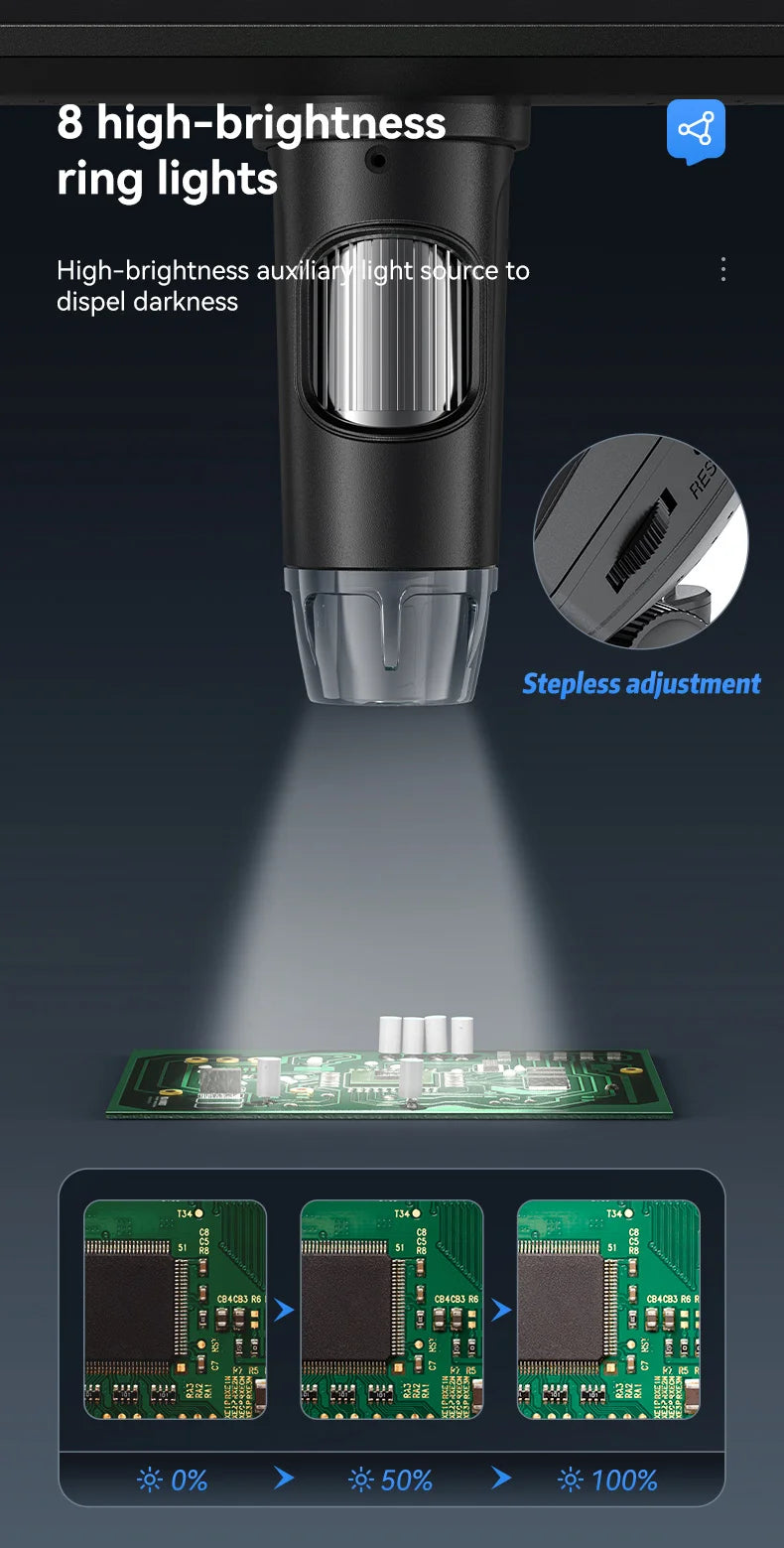 7-Inch IPS Digital Coin Microscope 5MP 1200X – 1080P Ultra-Precise Focusing Camera with 8 LED Lights for Coins & Circuits