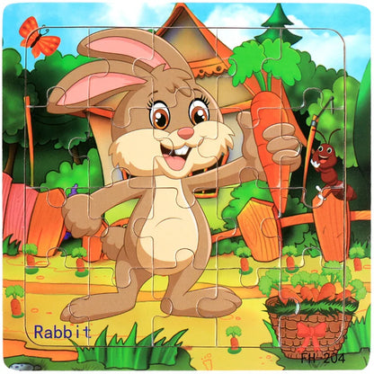 20-Piece Wooden Puzzle Set — Cartoon Animals, Cars, Letters & Numbers Educational Jigsaw Toys for Kids