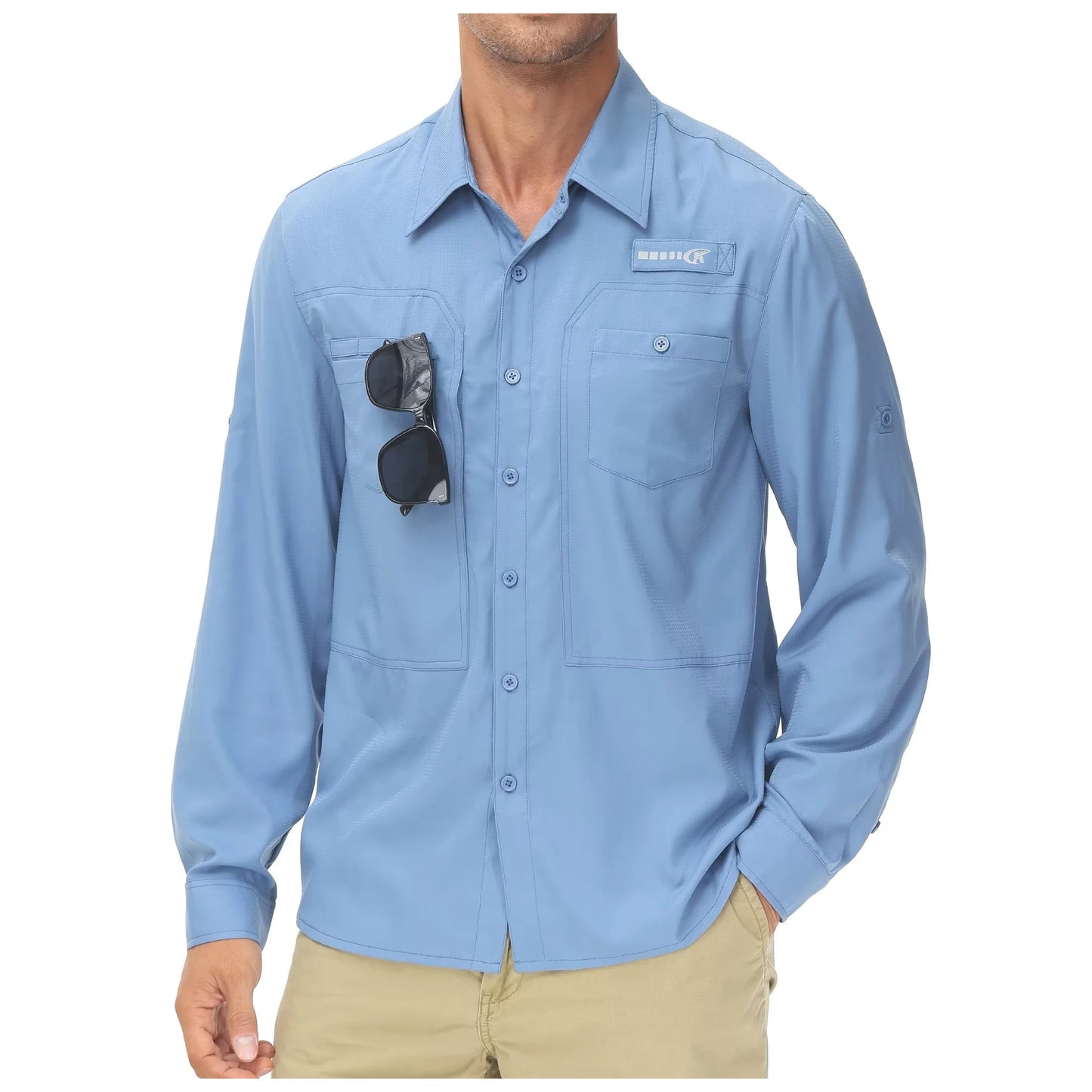 Men's UPF 50+ Fishing Shirt – Lightweight Long Sleeve Sun Protection Shirt with Breathable Mesh Back