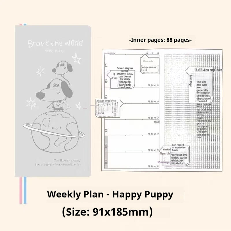 Kinbor Undated Weekly Planner - Illustrated Hardcover To-Do List Notebook