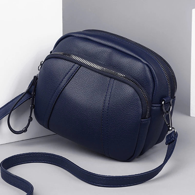 Women’s Solid Color Rivet Zipper Phone Bag – Soft Leather Small Square Shoulder & Crossbody Bag, Fashionable and Simple