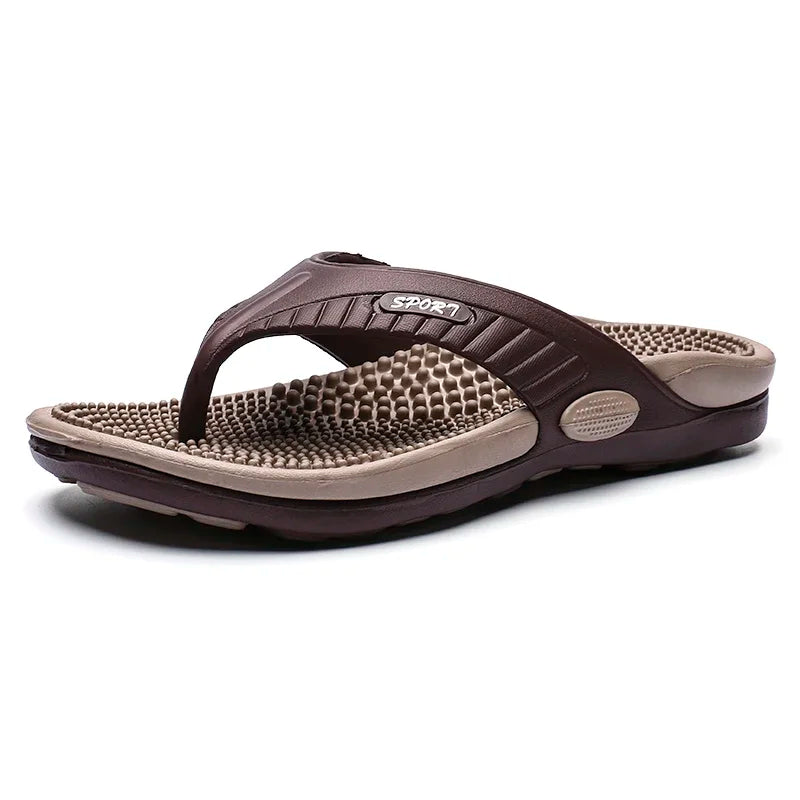 Men’s Massage Flip Flops, Breathable Summer Beach Sandals, Luxury Non-Slip Slippers Plus Size Up to 46 Comfort Footwear