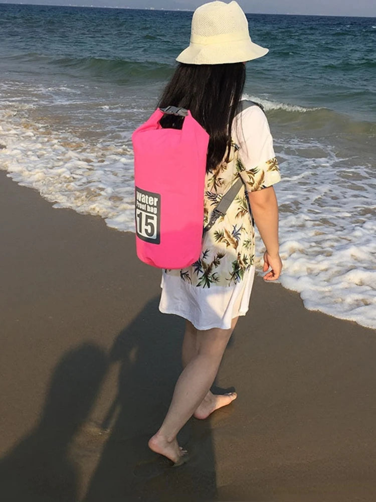 Outdoor PVC Waterproof Dry Bag – 5L/10L/15L/20L/30L Storage Sack for Canoe, Kayak, Rafting, Swimming & Travel
