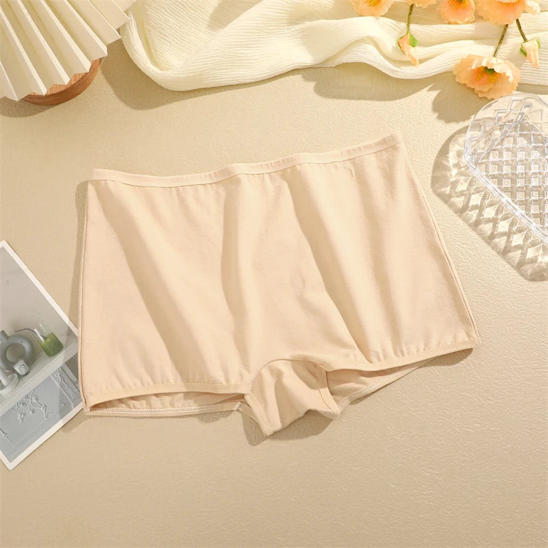 New Women’s Cotton Seamless Sports Panties – Solid Color Boxers, Cozy Lingerie Underwear XS-XL