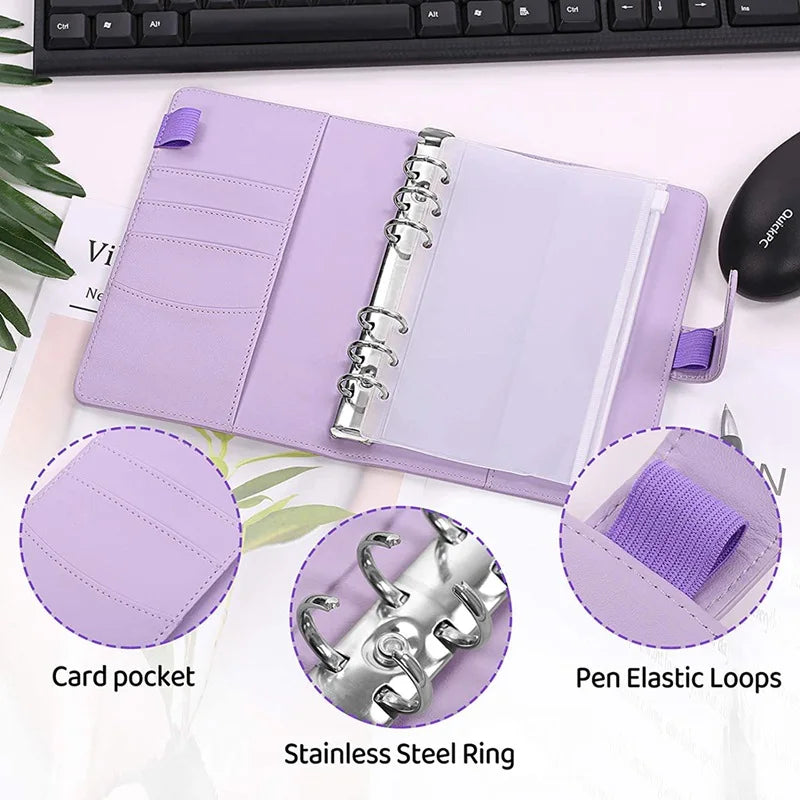 2024 A6 PU Leather Budget Binder Set – Cash Envelopes System with Binder Pockets for Money, Budget Saving & Bill Organizer