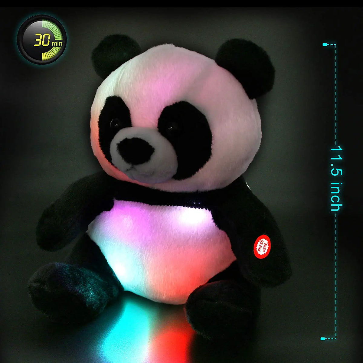 LED Panda Plush Toy - Glow-in-the-Dark Soft Stuffed Bear with Night Light for Kids