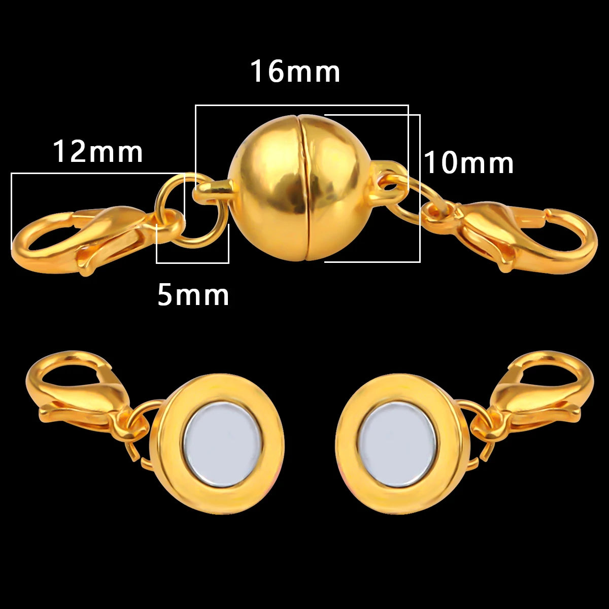 Magnetic Jewelry Clasp - Strong Metal End Connectors with Lobster Clasp for DIY Bracelets & Necklaces