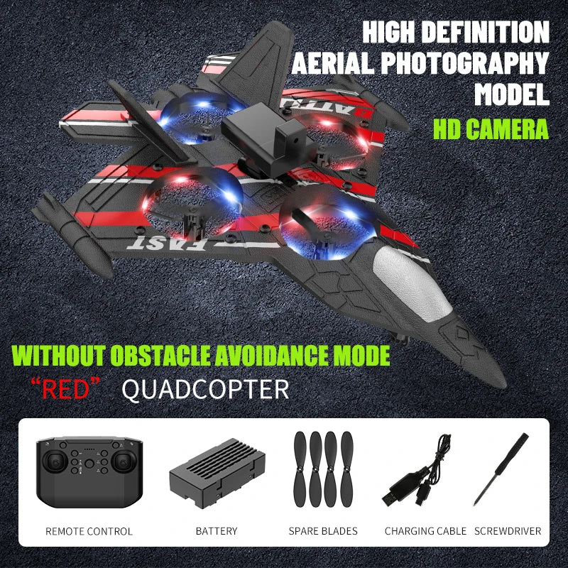 RC Plane with Camera – Remote Control Helicopter, Obstacle Avoidance, 2.4G EPP Foam Fighter Aircraft for Kids