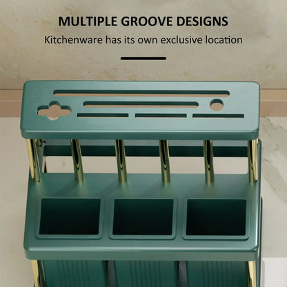 Multi-Function Kitchen Knife Holder and Cutlery Drainer Rack - Space-Saving Kitchen Utensil Organizer - New and Practical