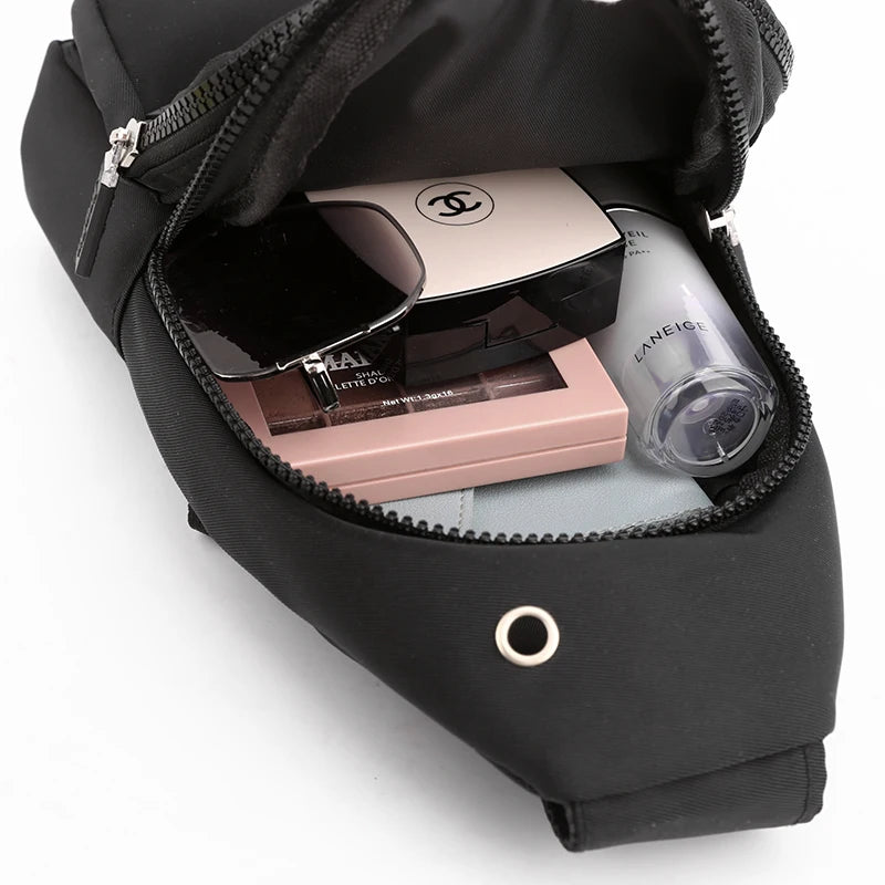 Women's Pure Color Nylon Chest Bag – Casual Shoulder & Crossbody Bag, Fashionable High-Quality Female Bag