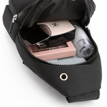 Women's Pure Color Nylon Chest Bag – Casual Shoulder & Crossbody Bag, Fashionable High-Quality Female Bag
