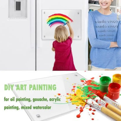 Reusable Magnetic Dry Erase Fridge Calendar Board - Transparent Acrylic Fridge Magnet Sticker Planner for Schedules, Messages, and Menus