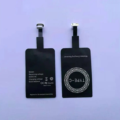 Type-C Wireless Charging Receiver Patch – Universal Android Fast Charging Adapter for Mobile Phones, Slim USB-C Receiver Sticker
