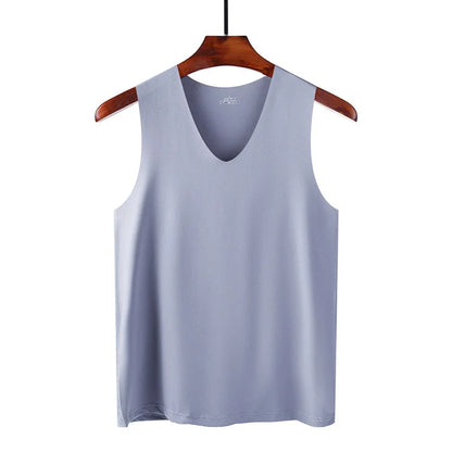 Men’s Silk Seamless Tank Top – Sleeveless Sport Vest Casual Gym Undershirt for Summer Comfort Wear