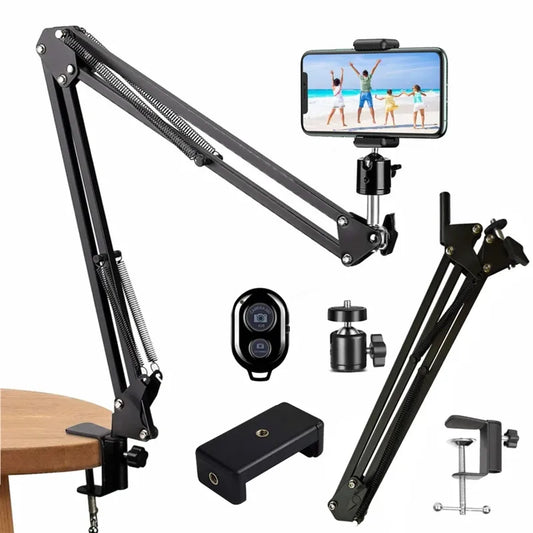 FGCLSY Flexible Arm Tripod for Phone – 360° Rotation, Foldable Table Stand for Desktop, Laptop, Online Video, Live Streaming, Overhead Shots