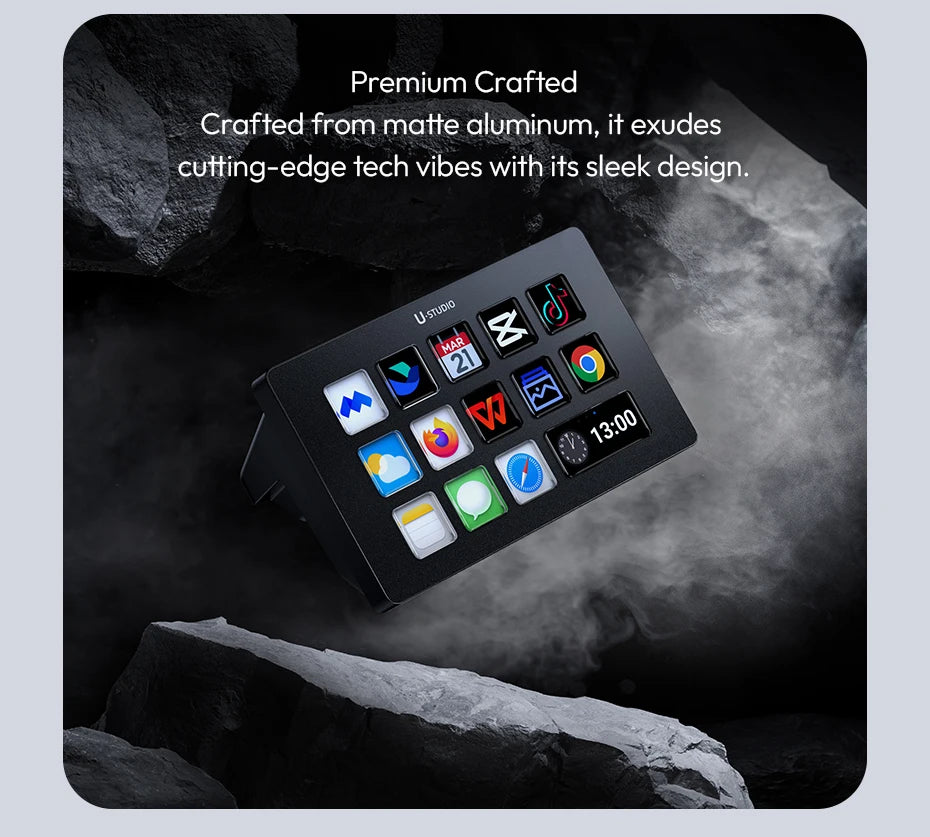 Ulanzi D200 Live Streaming Controller – 13 LCD Keys for Vlog, Content Creation, Photo & Video Editing, Gaming, Office Work
