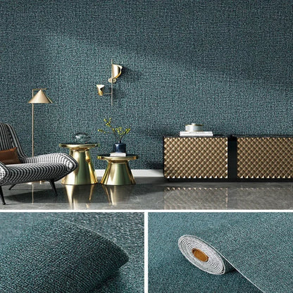 Linen 3D Foam Self-Adhesive PVC Wallpaper - Solid Color, Thickened Waterproof Wall Stickers for Home Renovation & Decor