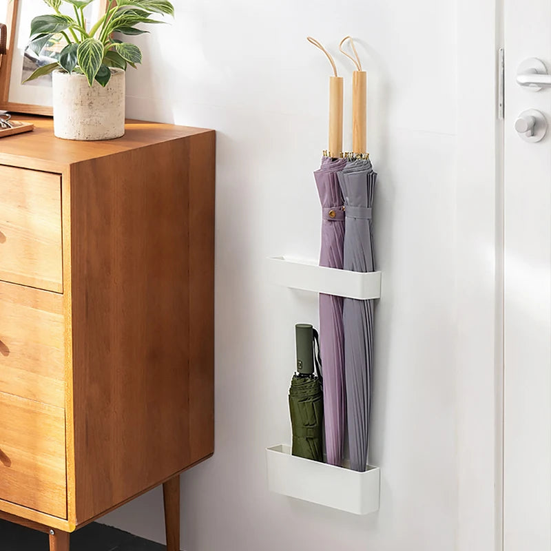 Multi-Functional Wall Mounted Umbrella Holder - Nail-Free Fastener Style Household Storage Rack