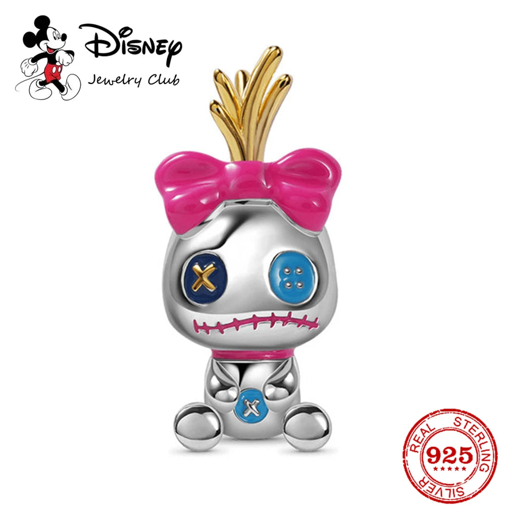 New 925 Sterling Silver Mickey Minnie Vinnie Charm – Beaded Fit for Original Pendant Bracelet, DIY Ladies Jewelry