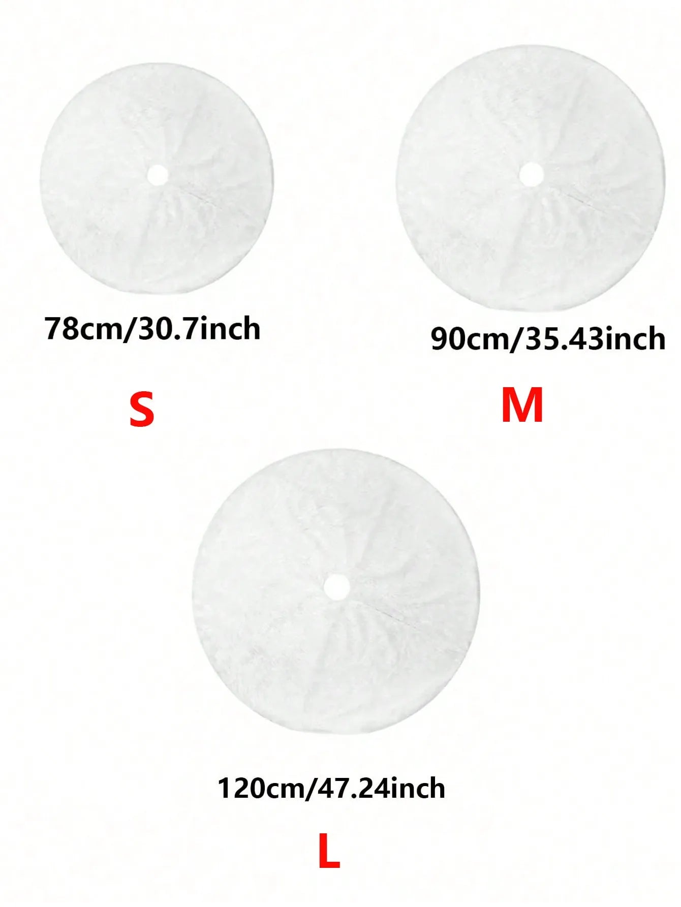 White Fluffy Christmas Tree Skirt – Plush Carpet Decoration for Merry Christmas, New Year & Xmas Trees