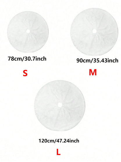 White Fluffy Christmas Tree Skirt – Plush Carpet Decoration for Merry Christmas, New Year & Xmas Trees