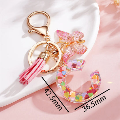 A-Z Letter Pendant Keychain - Tassel Key Ring Charm for Women & DIY Jewelry Making