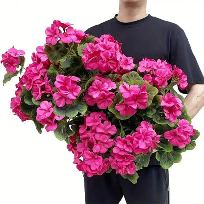 Bright Red Artificial Flowers – UV-Resistant Decor for Indoor & Outdoor Use, Garden, Porch, Window & Vase Centerpieces (1/2/4 Pack)