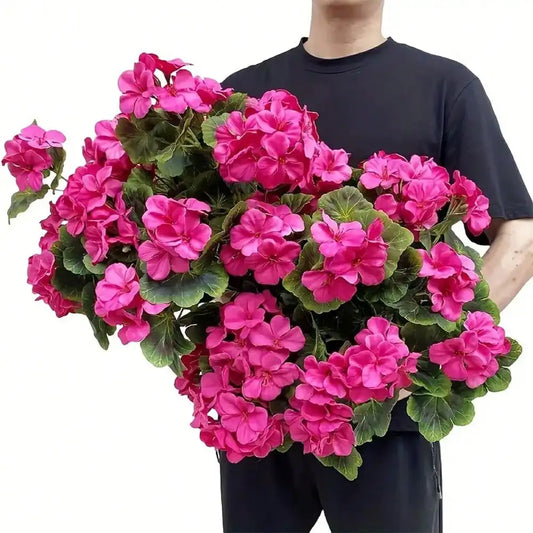 Bright Red Artificial Flowers – UV-Resistant Decor for Indoor & Outdoor Use, Garden, Porch, Window & Vase Centerpieces (1/2/4 Pack)